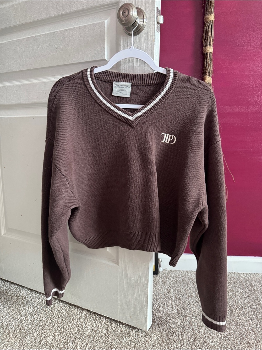 Taylor Swift TTPD Brown V Neck Sweater
